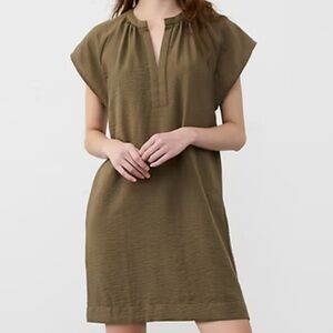 Banana Republic Gathered-Neck Olive Mini Dress